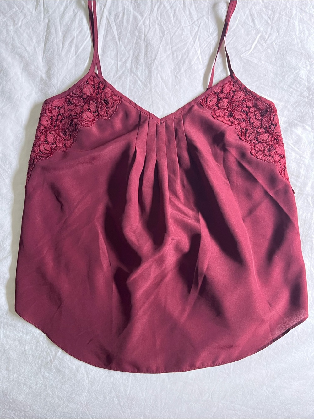 Aritzia Talula Burgundy Lace-Trim Camisole